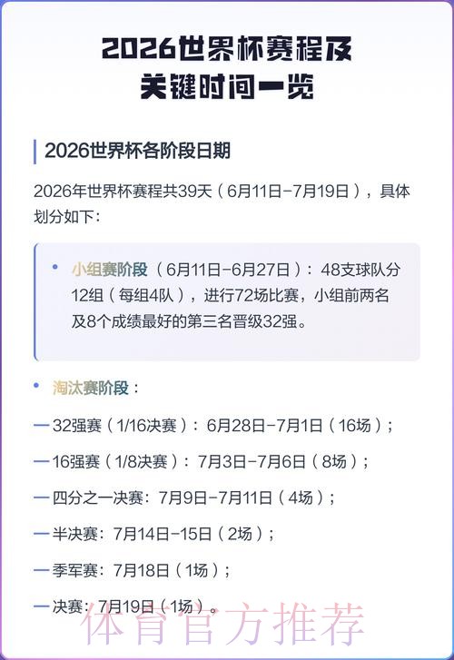 2026世界杯赛程最新比赛时间表免费观看